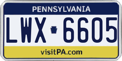 PA license plate LWX6605