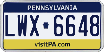 PA license plate LWX6648