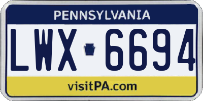 PA license plate LWX6694