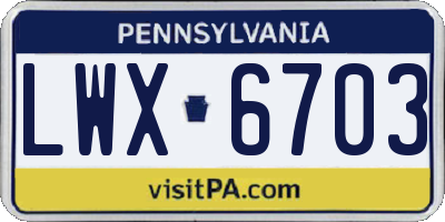 PA license plate LWX6703