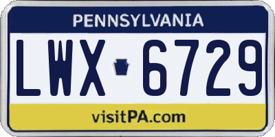 PA license plate LWX6729