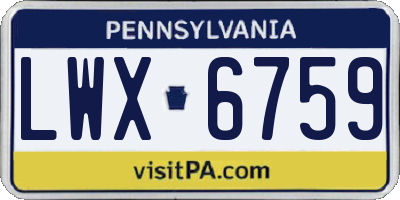 PA license plate LWX6759