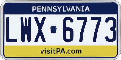 PA license plate LWX6773