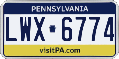 PA license plate LWX6774