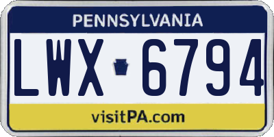 PA license plate LWX6794