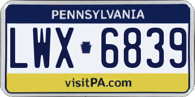 PA license plate LWX6839
