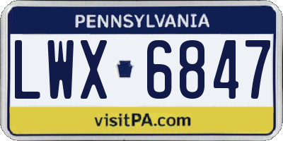 PA license plate LWX6847