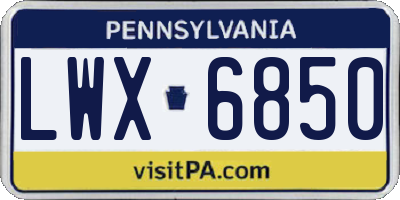 PA license plate LWX6850