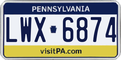 PA license plate LWX6874