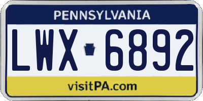 PA license plate LWX6892
