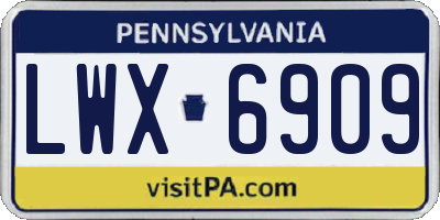 PA license plate LWX6909