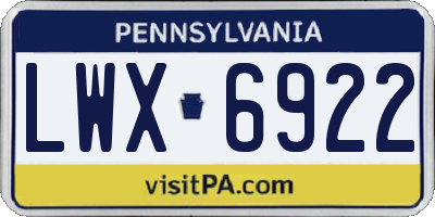 PA license plate LWX6922