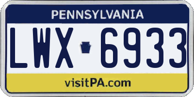 PA license plate LWX6933