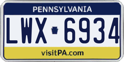 PA license plate LWX6934