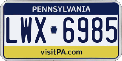 PA license plate LWX6985