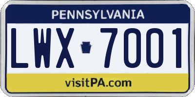 PA license plate LWX7001