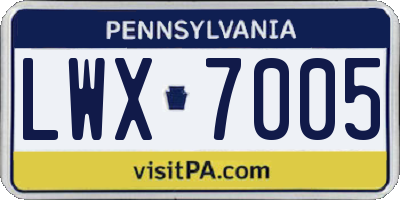 PA license plate LWX7005