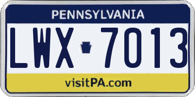PA license plate LWX7013
