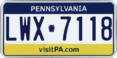 PA license plate LWX7118