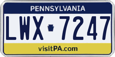 PA license plate LWX7247