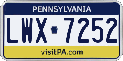 PA license plate LWX7252