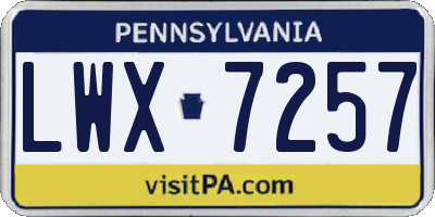 PA license plate LWX7257