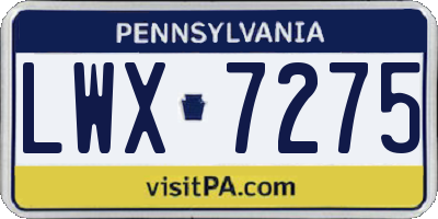 PA license plate LWX7275