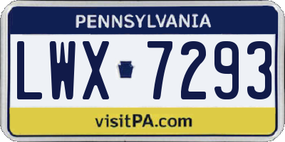 PA license plate LWX7293