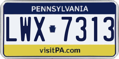 PA license plate LWX7313