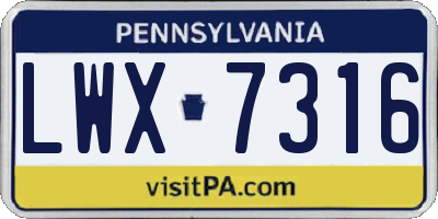 PA license plate LWX7316