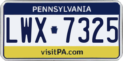 PA license plate LWX7325