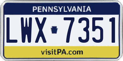 PA license plate LWX7351