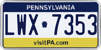 PA license plate LWX7353