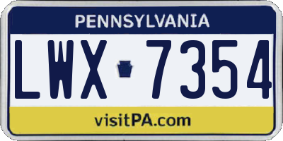 PA license plate LWX7354