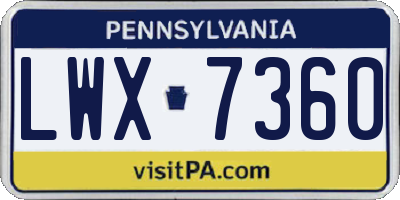PA license plate LWX7360
