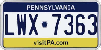 PA license plate LWX7363