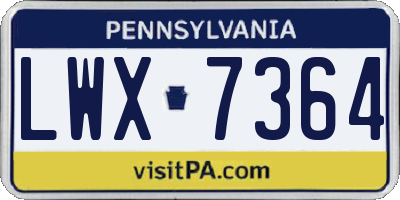 PA license plate LWX7364