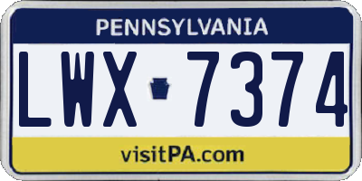 PA license plate LWX7374