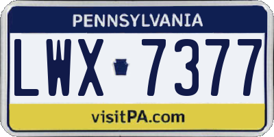 PA license plate LWX7377