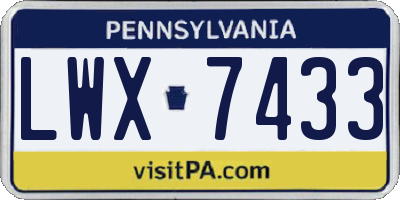 PA license plate LWX7433
