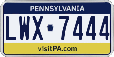 PA license plate LWX7444