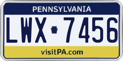 PA license plate LWX7456
