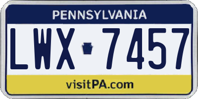 PA license plate LWX7457
