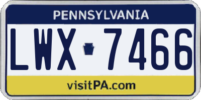 PA license plate LWX7466