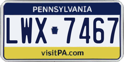 PA license plate LWX7467