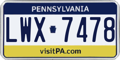 PA license plate LWX7478