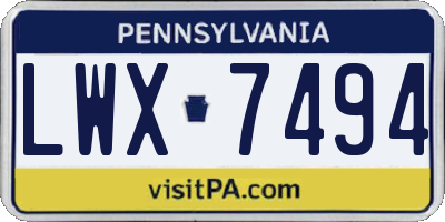 PA license plate LWX7494