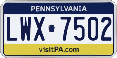 PA license plate LWX7502