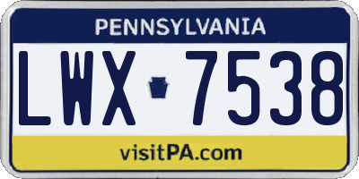 PA license plate LWX7538