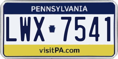 PA license plate LWX7541
